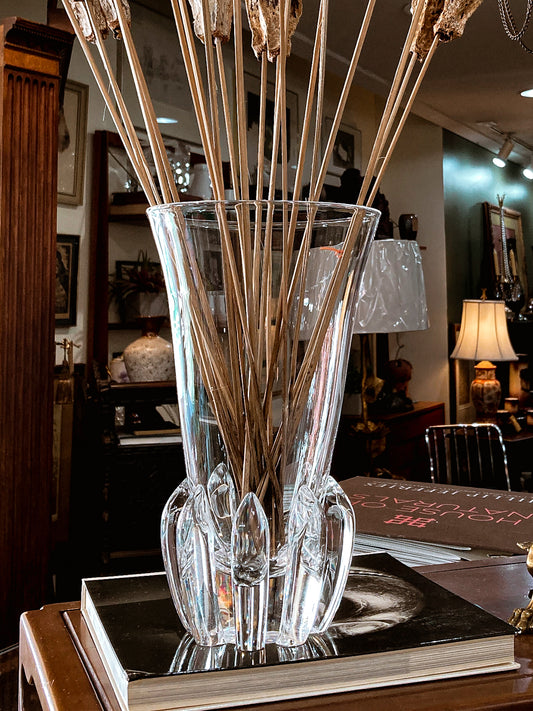 Vintage Handblown George Thompson Steuben Clear Glass Art Vase