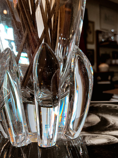 Vintage Handblown George Thompson Steuben Clear Glass Art Vase