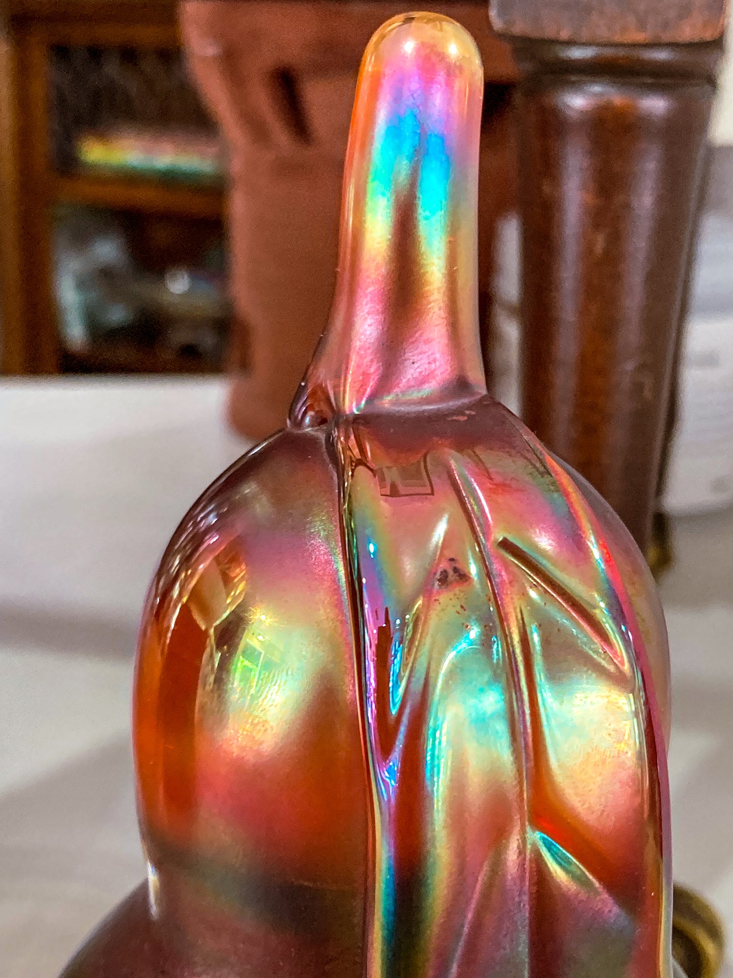 Vintage Handblown St. Clair Iridescent Pear Large Glass Paperweight