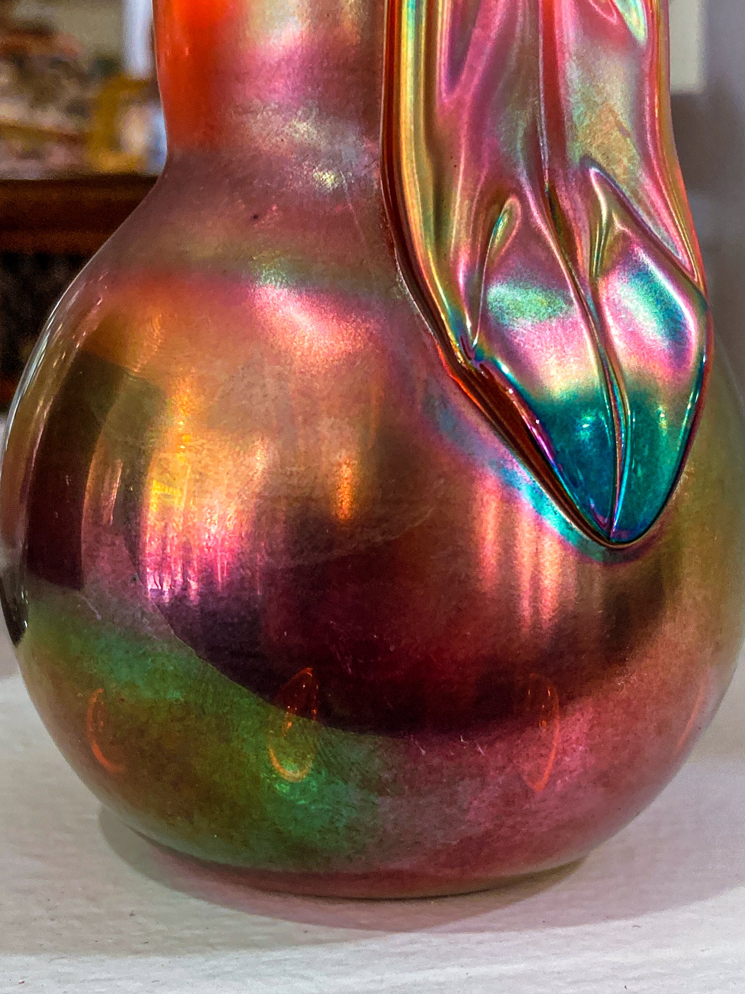 Vintage Handblown St. Clair Iridescent Pear Large Glass Paperweight