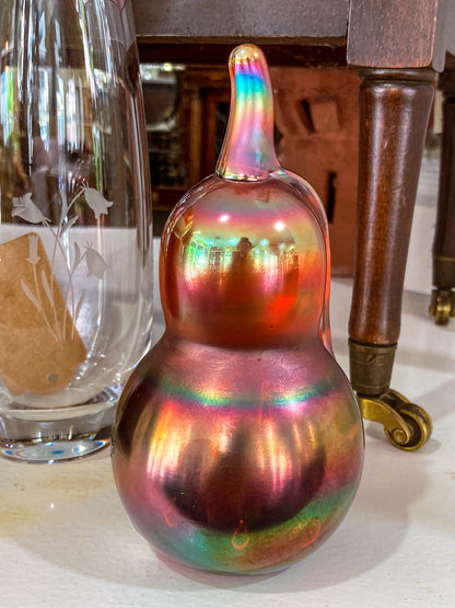 Vintage Handblown St. Clair Iridescent Pear Large Glass Paperweight