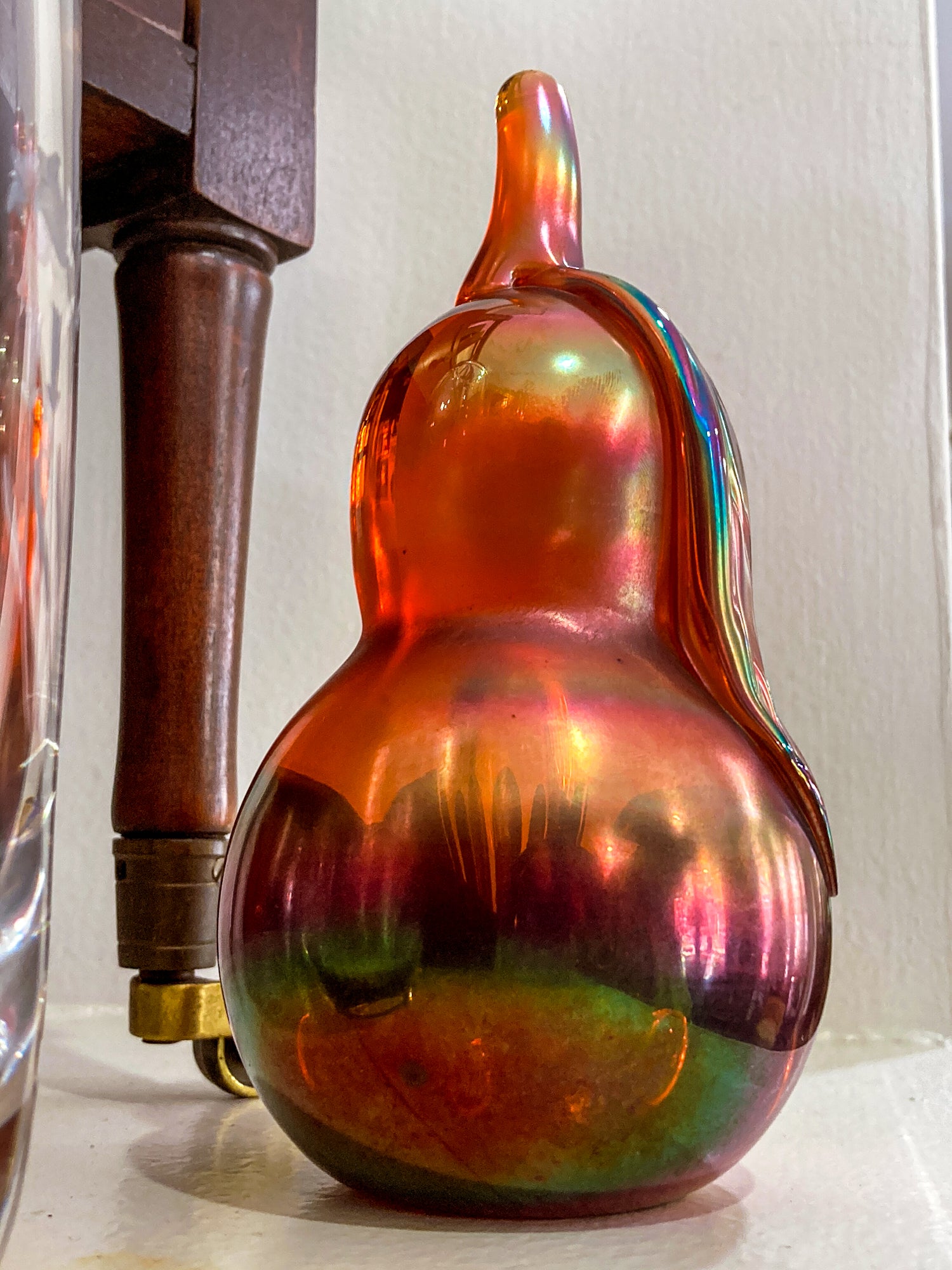 Vintage Handblown St. Clair Iridescent Pear Large Glass Paperweight