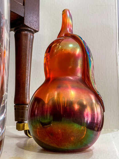 Vintage Handblown St. Clair Iridescent Pear Large Glass Paperweight