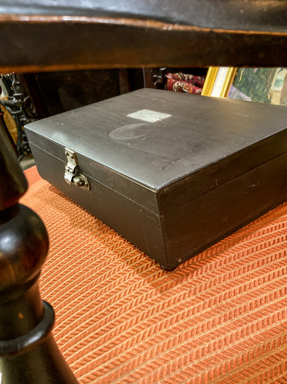 Vintage 1970s Charcoal Milk Glass Lined Lidded Humidor Cigar Box