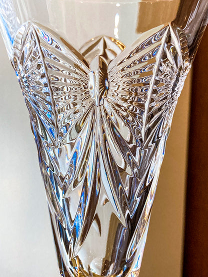 Waterford Happiness Millennium Series Crystal Champagne Flutes Glassware Pair