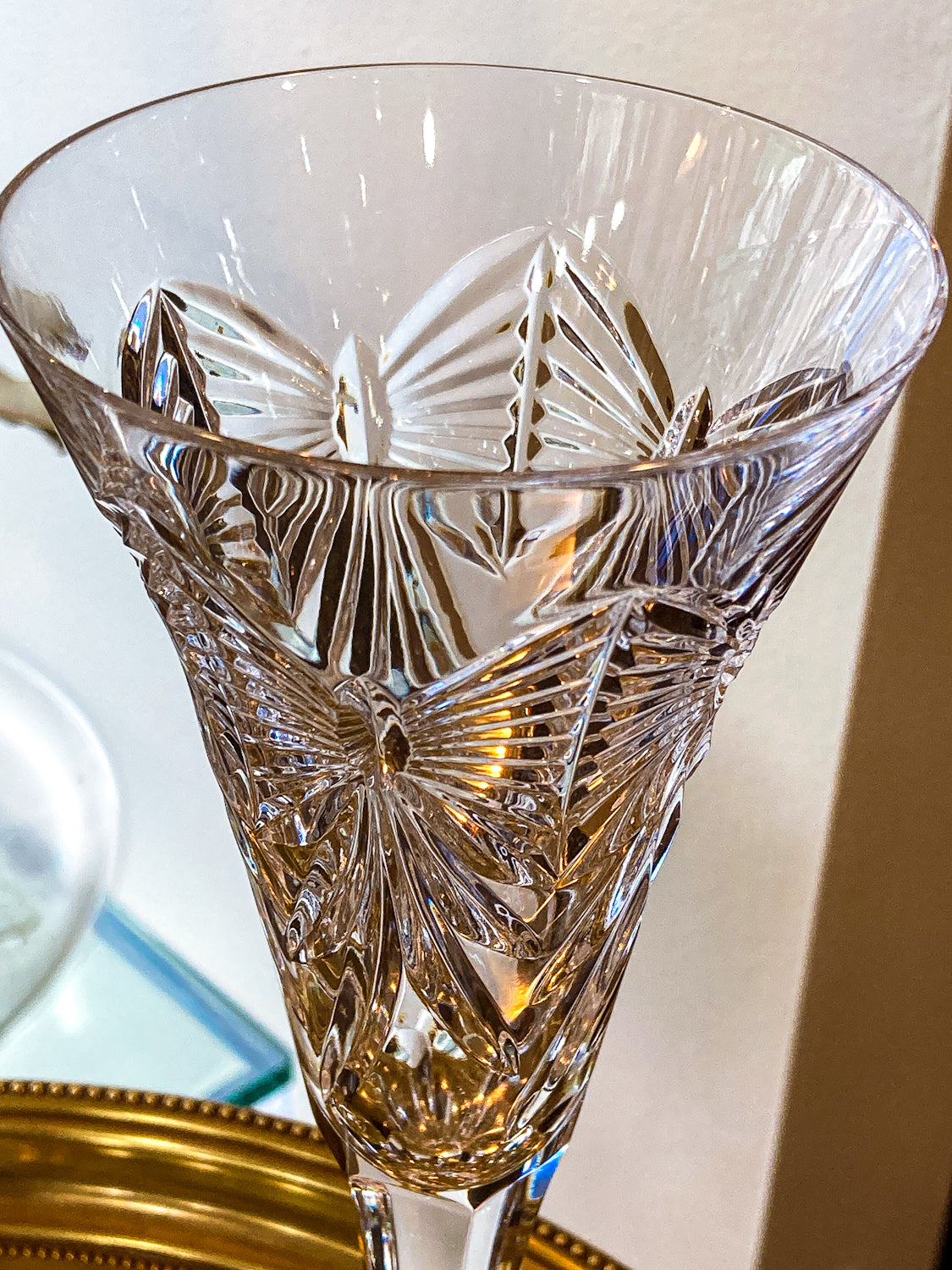 Waterford Happiness Millennium Series Crystal Champagne Flutes Glassware Pair