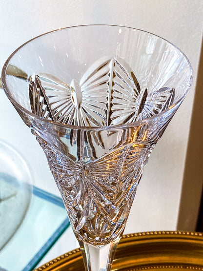Waterford Happiness Millennium Series Crystal Champagne Flutes Glassware Pair