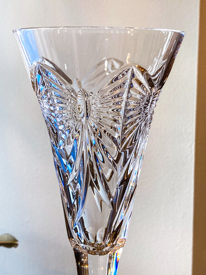 Waterford Happiness Millennium Series Crystal Champagne Flutes Glassware Pair