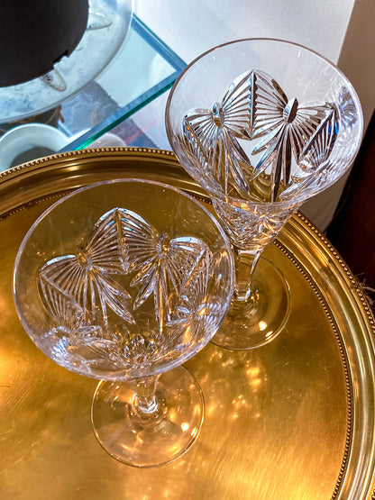Waterford Happiness Millennium Series Crystal Champagne Flutes Glassware Pair