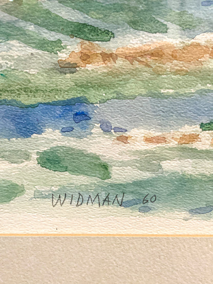 Vintage Harry Widman (1929-2014) Watercolor Landscape Framed Painting