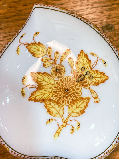 Vintage Herend Hand Painted Autumn Chinese Bouquet Heart Porcelain Box