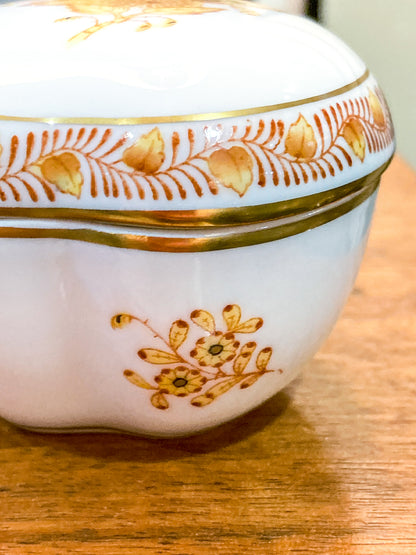 Vintage Herend Hand Painted Autumn Chinese Bouquet Heart Porcelain Box