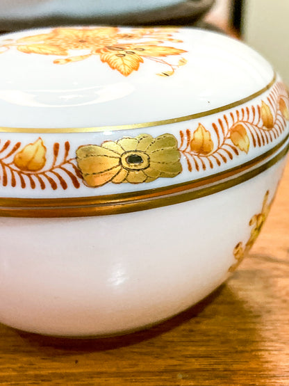 Vintage Herend Hand Painted Autumn Chinese Bouquet Heart Porcelain Box