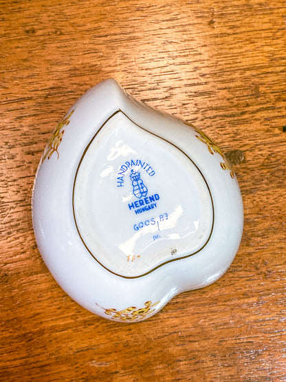 Vintage Herend Hand Painted Autumn Chinese Bouquet Heart Porcelain Box
