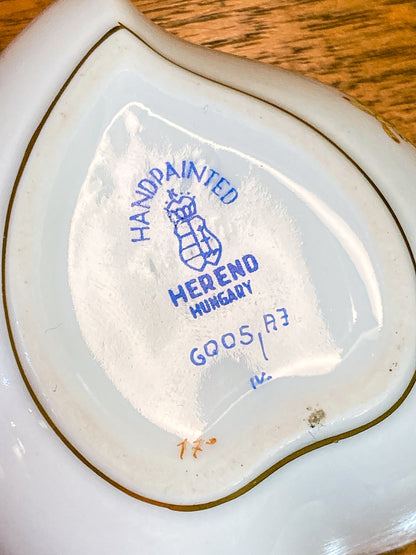 Vintage Herend Hand Painted Autumn Chinese Bouquet Heart Porcelain Box