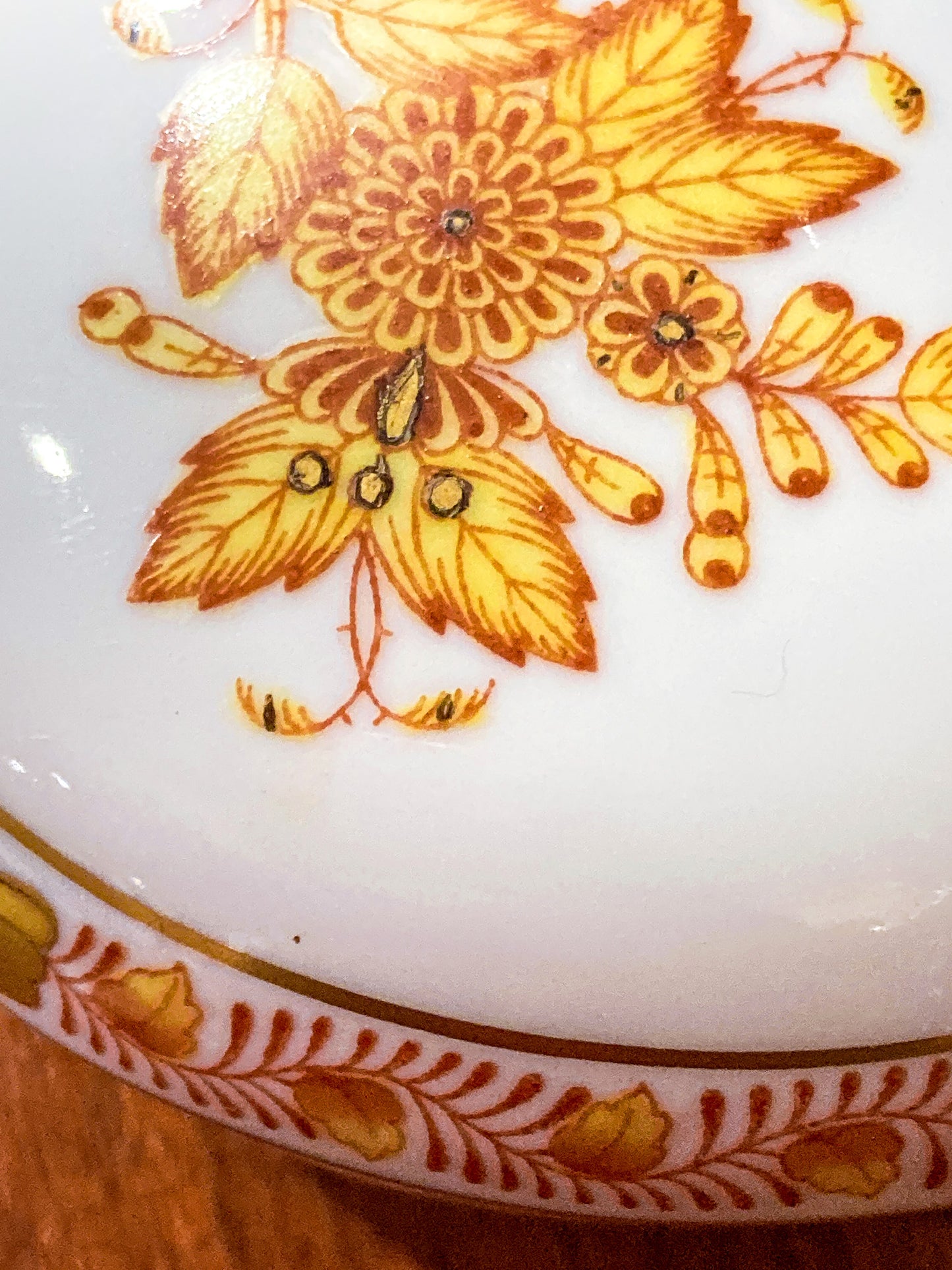 Vintage Herend Hand Painted Autumn Chinese Bouquet Heart Porcelain Box