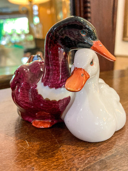 Vintage Herend Hand Painted Courting Duck Pair Hungarian Porcelain Figurine