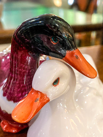 Vintage Herend Hand Painted Courting Duck Pair Hungarian Porcelain Figurine