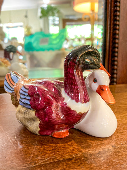 Vintage Herend Hand Painted Courting Duck Pair Hungarian Porcelain Figurine