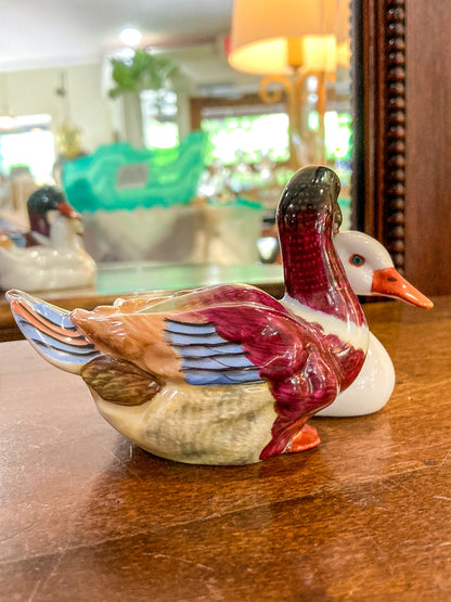Vintage Herend Hand Painted Courting Duck Pair Hungarian Porcelain Figurine