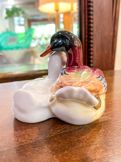 Vintage Herend Hand Painted Courting Duck Pair Hungarian Porcelain Figurine