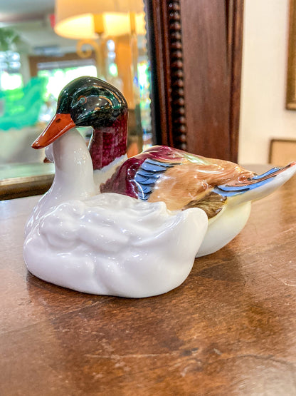 Vintage Herend Hand Painted Courting Duck Pair Hungarian Porcelain Figurine
