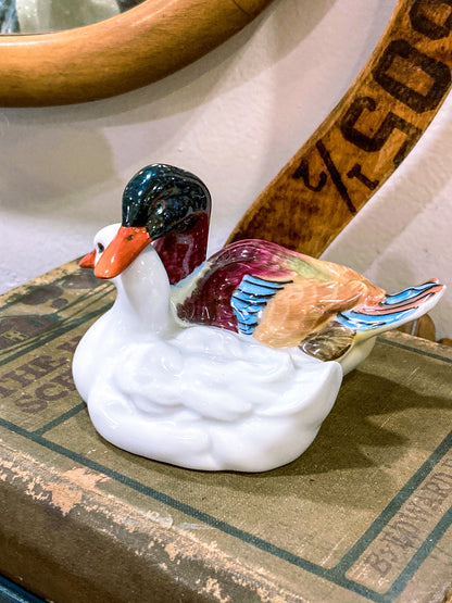 Vintage Herend Hand Painted Courting Duck Pair Hungarian Porcelain Figurine