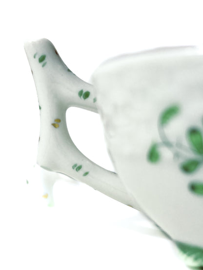 Vintage Herend Hand Painted Green Chinese Bouquet Porcelain Leaf Trinket Dish