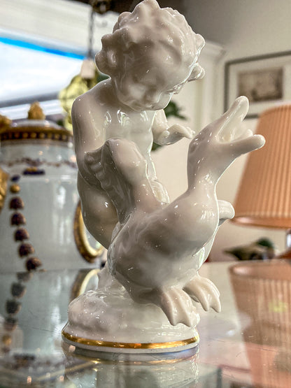 Vintage Hutschenreuther Karl Tutter Putto Chasing Goose Porcelain Figurine