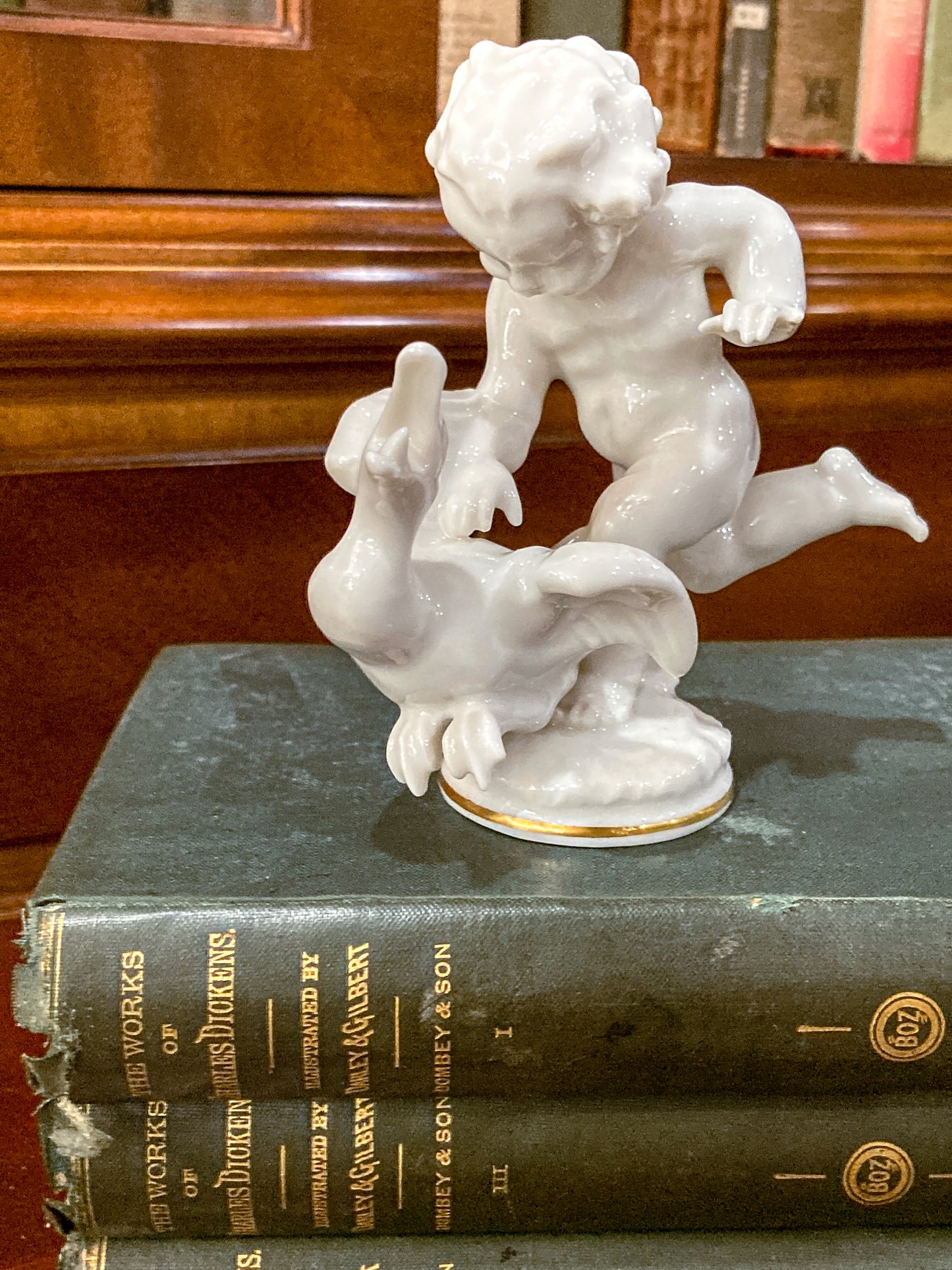 Vintage Hutschenreuther Karl Tutter Putto Chasing Goose Porcelain Figurine