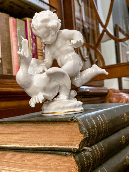 Vintage Hutschenreuther Karl Tutter Putto Chasing Goose Porcelain Figurine