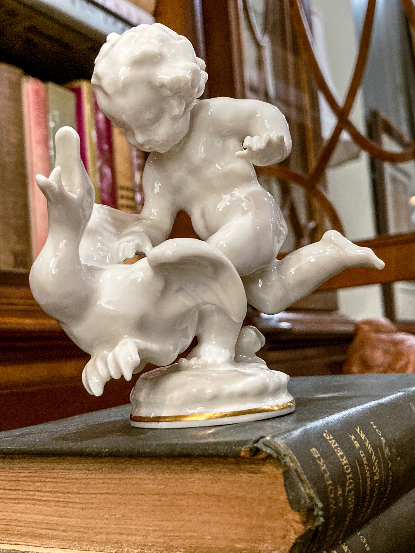 Vintage Hutschenreuther Karl Tutter Putto Chasing Goose Porcelain Figurine