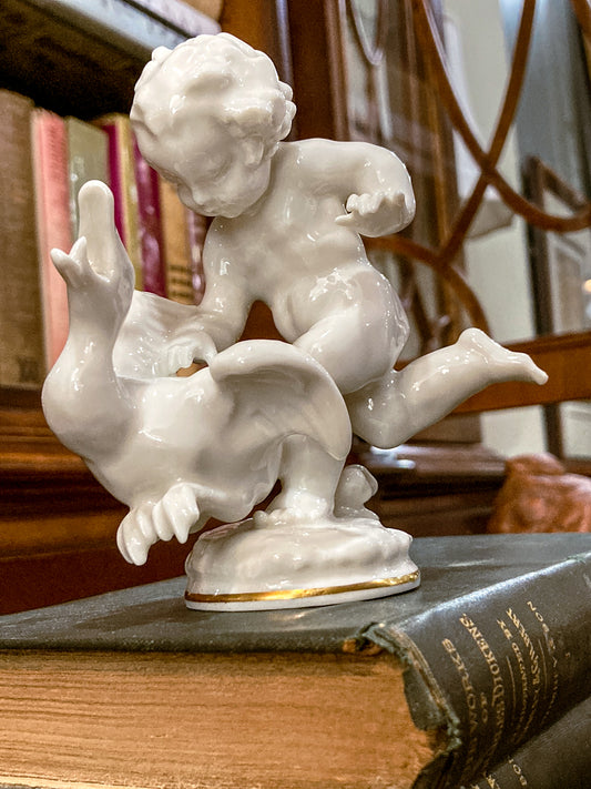 Vintage Hutschenreuther Karl Tutter Putto Chasing Goose Porcelain Figurine