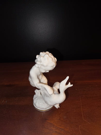 Vintage Hutschenreuther Karl Tutter Putto Chasing Goose Porcelain Figurine