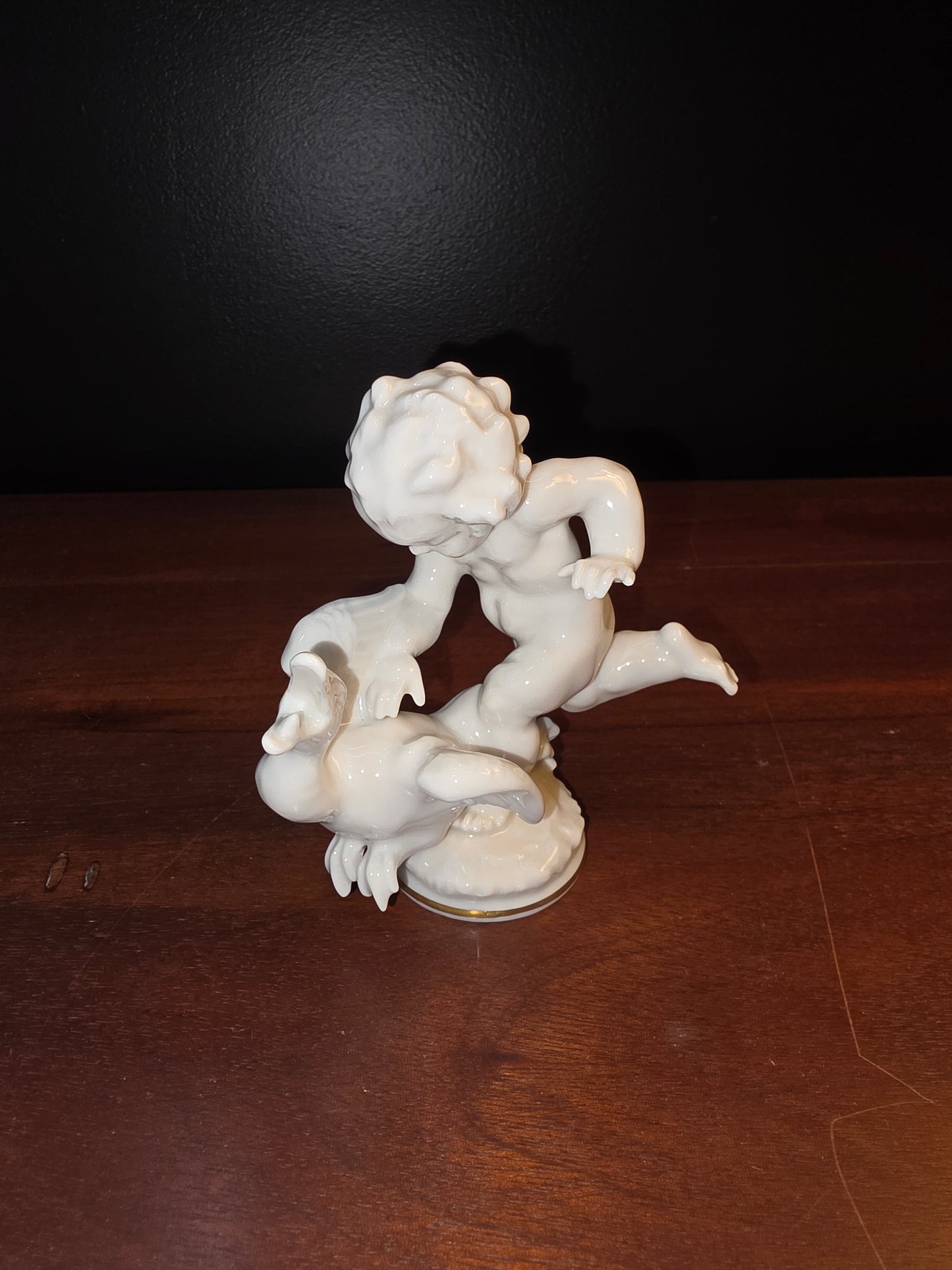 Vintage Hutschenreuther Karl Tutter Putto Chasing Goose Porcelain Figurine