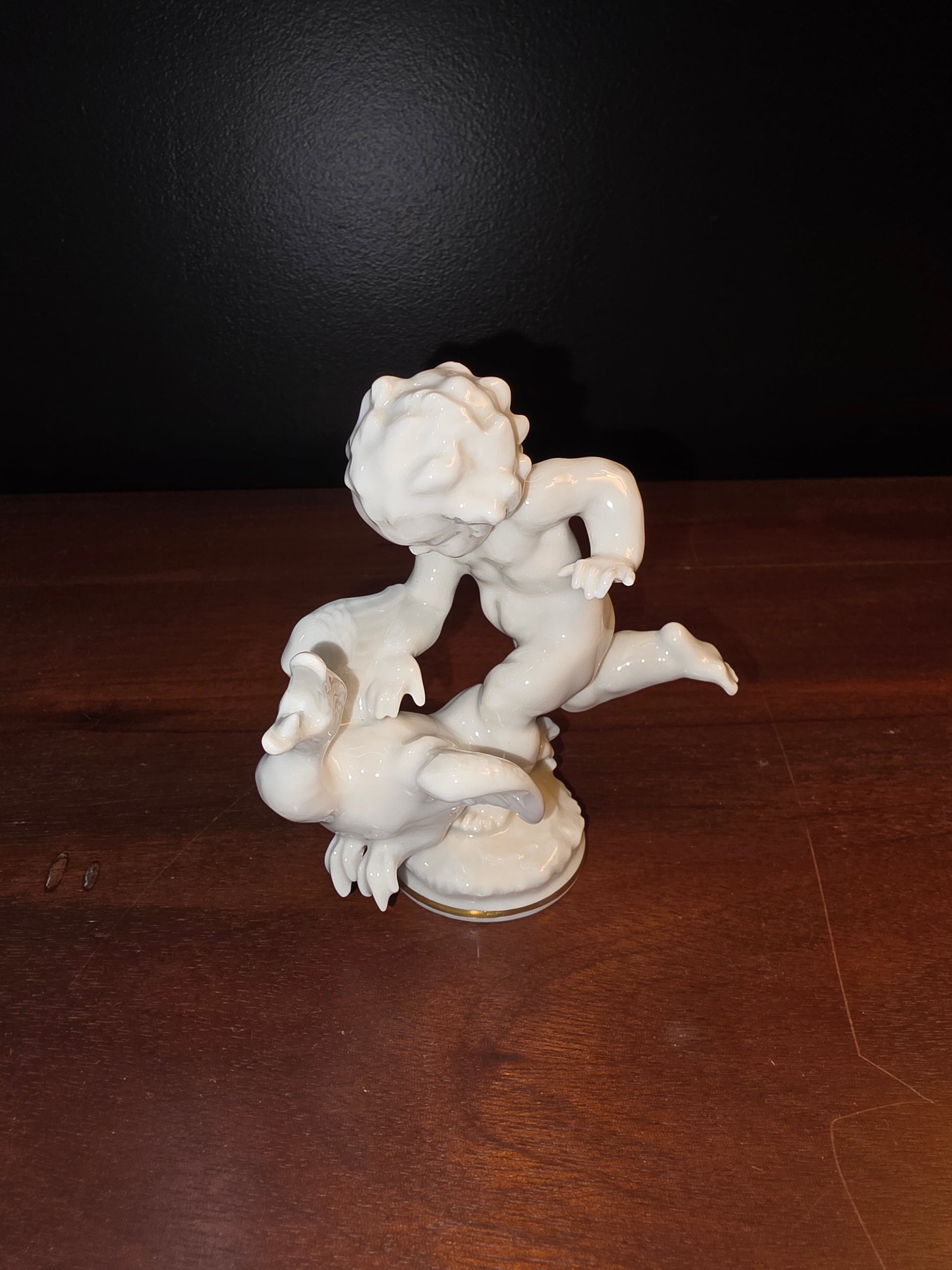 Vintage Hutschenreuther Karl Tutter Putto Chasing Goose Porcelain Figurine