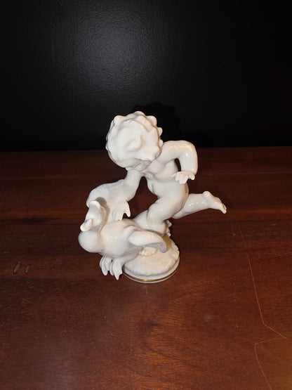 Vintage Hutschenreuther Karl Tutter Putto Chasing Goose Porcelain Figurine