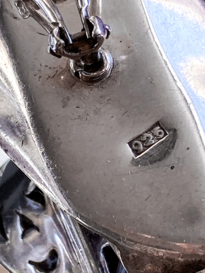 Vintage Indonesian Sterling Silver Openwork Geometric Dimensional Clip On Earrings