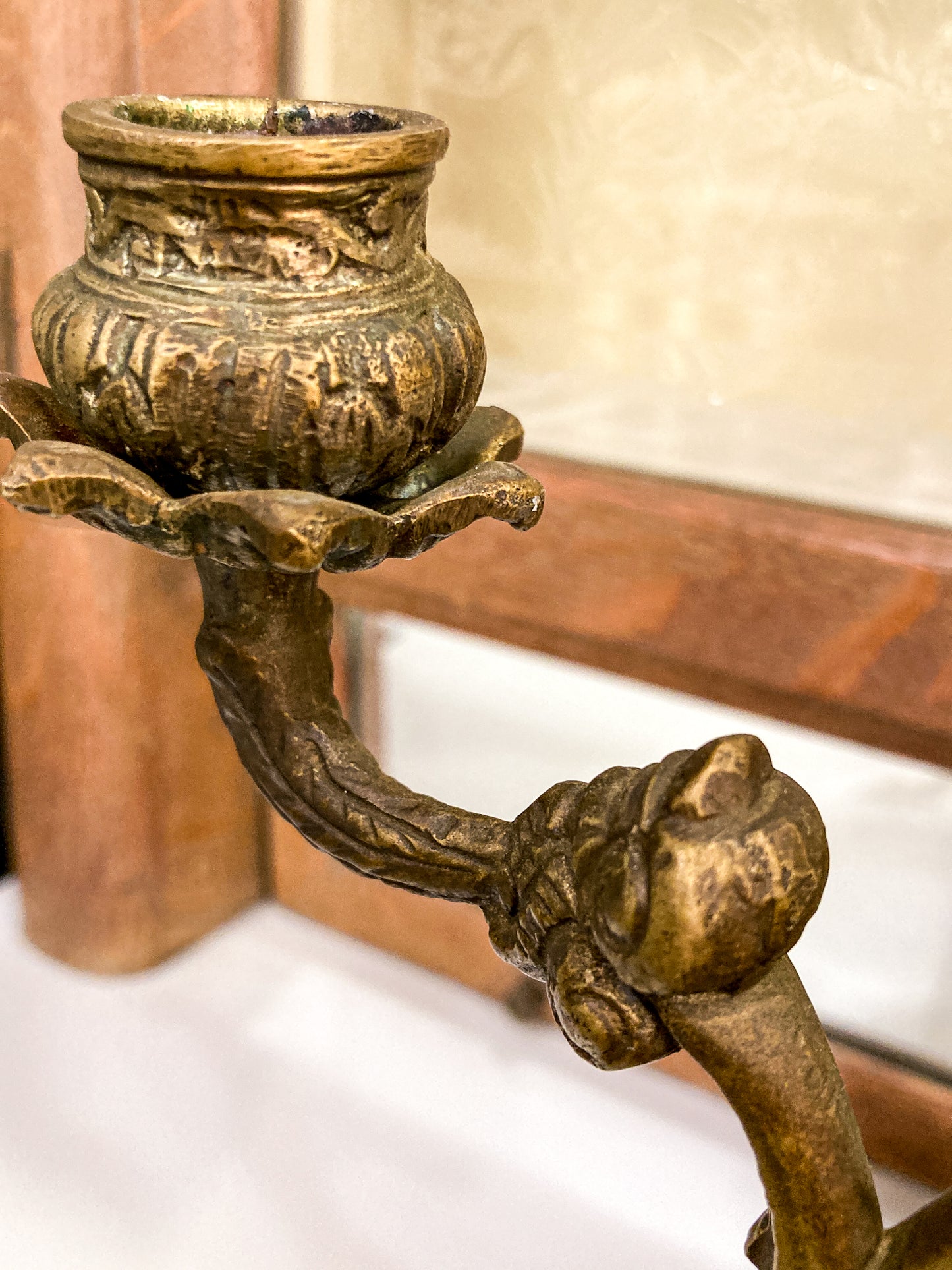 Vintage Pair Italian Sculptural Cast Brass Dragon Form Double Holder Candlesticks