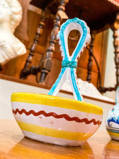 Vintage Italian Hand Painted Ceramic Oil Vinegar Cruet Tray Set