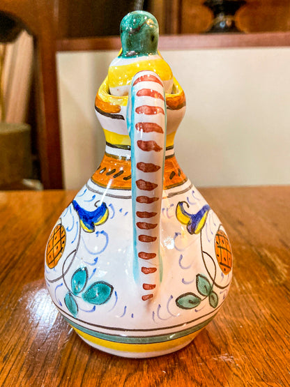 Vintage Italian Hand Painted Ceramic Oil Vinegar Cruet Tray Set