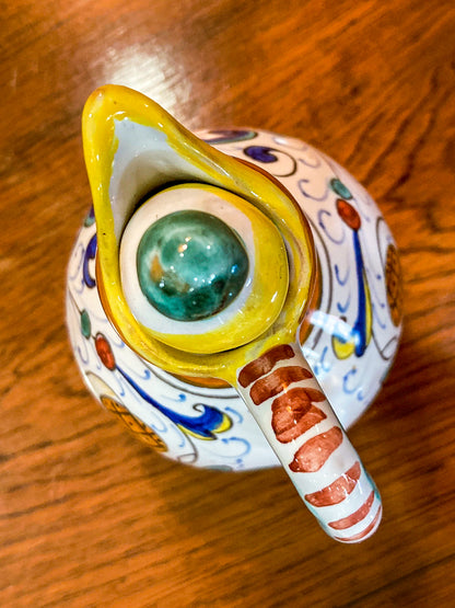 Vintage Italian Hand Painted Ceramic Oil Vinegar Cruet Tray Set