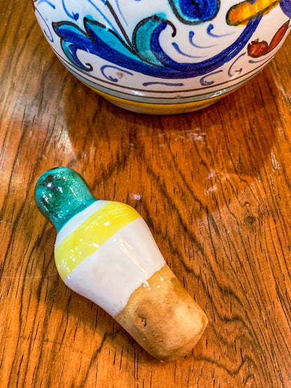 Vintage Italian Hand Painted Ceramic Oil Vinegar Cruet Tray Set