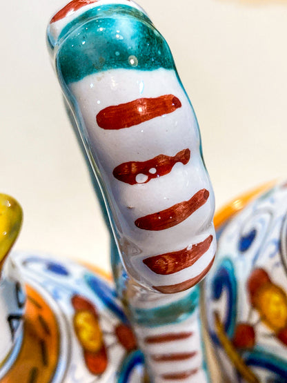 Vintage Italian Hand Painted Ceramic Oil Vinegar Cruet Tray Set