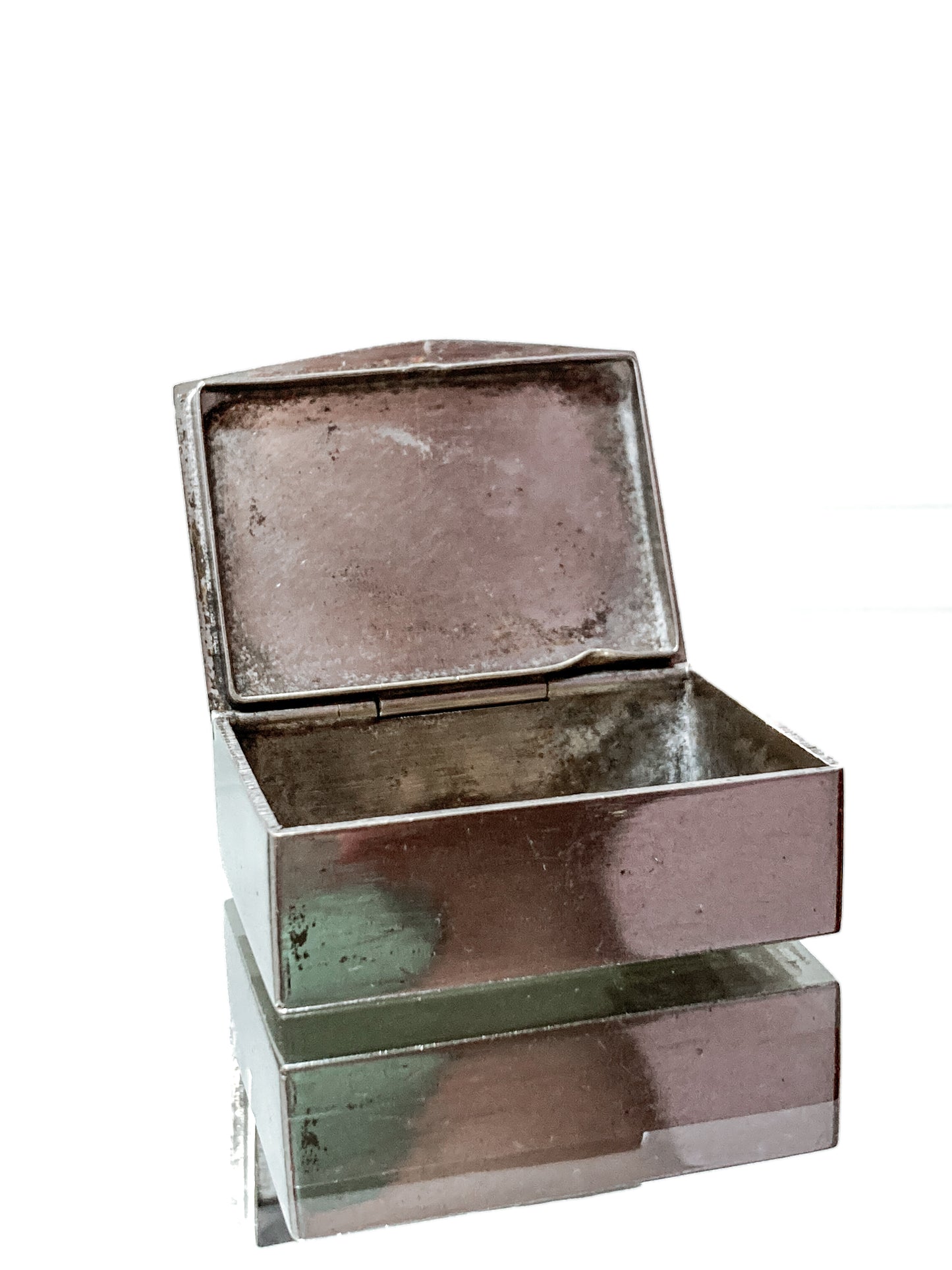 Vintage Italian Silver Miniature Hinged Pillbox Trinket Box