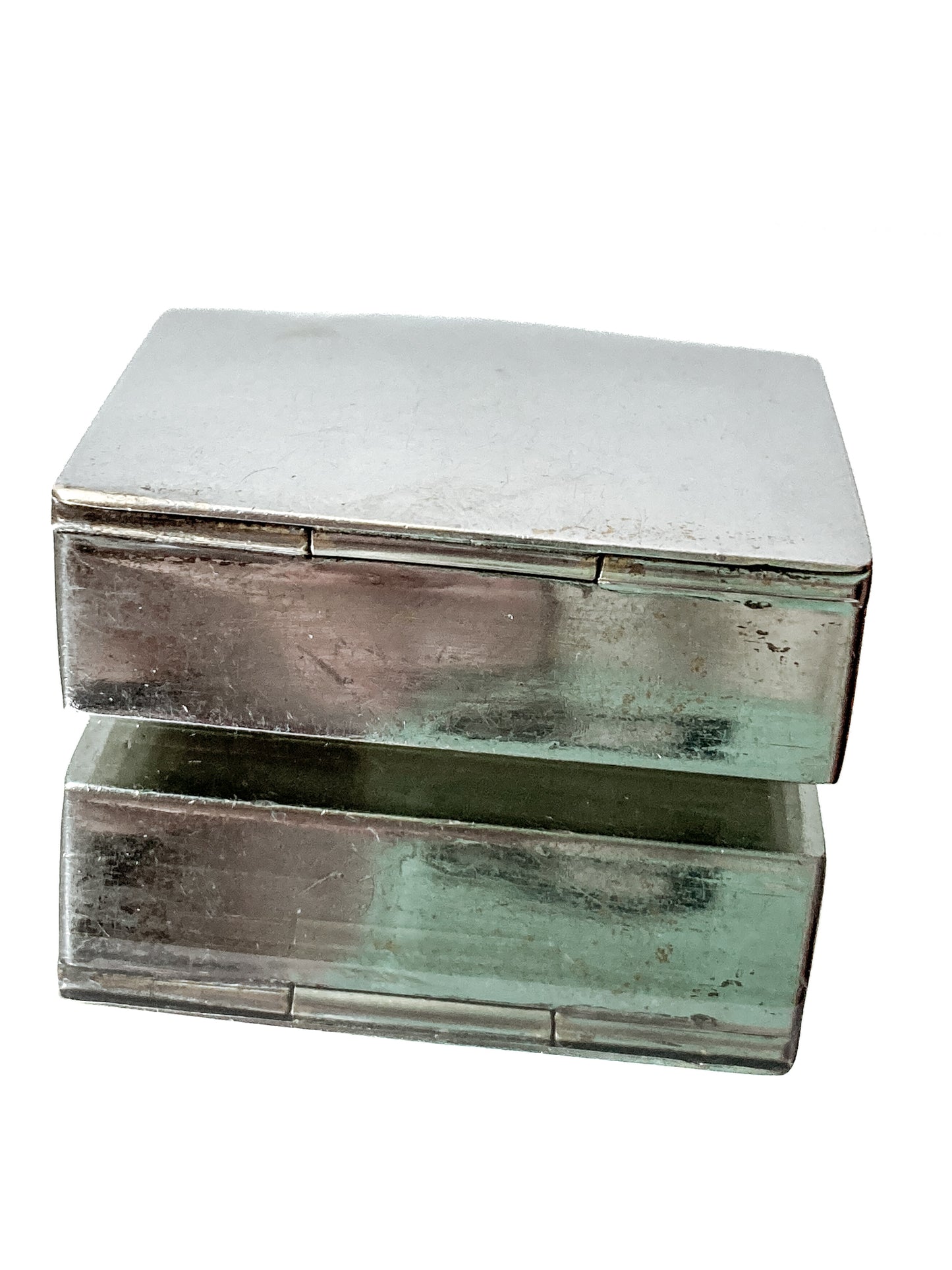 Vintage Italian Silver Miniature Hinged Pillbox Trinket Box