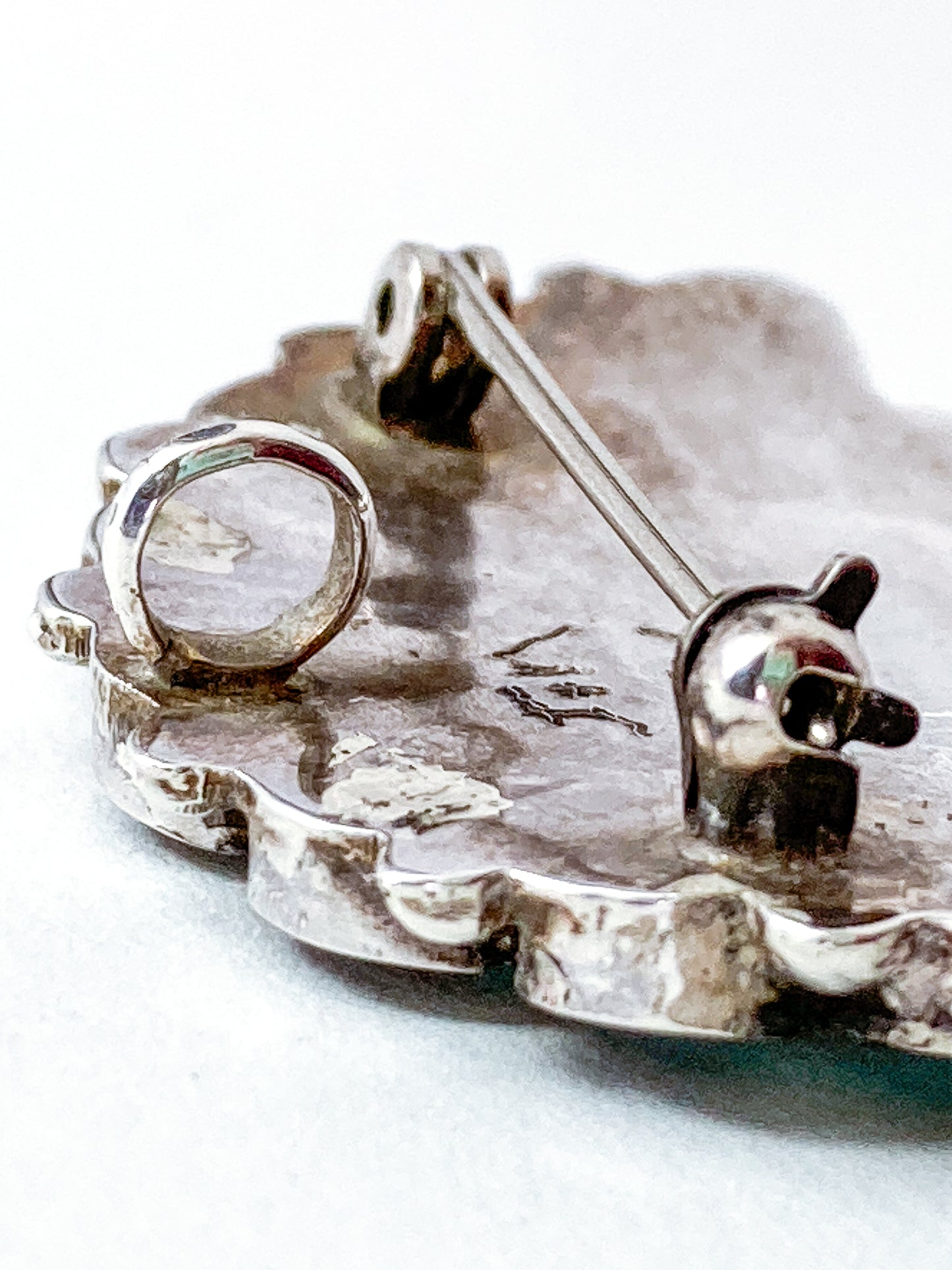 Vintage Zuni Sunface Sterling Silver Stone Inlay Pendant Brooch Pin