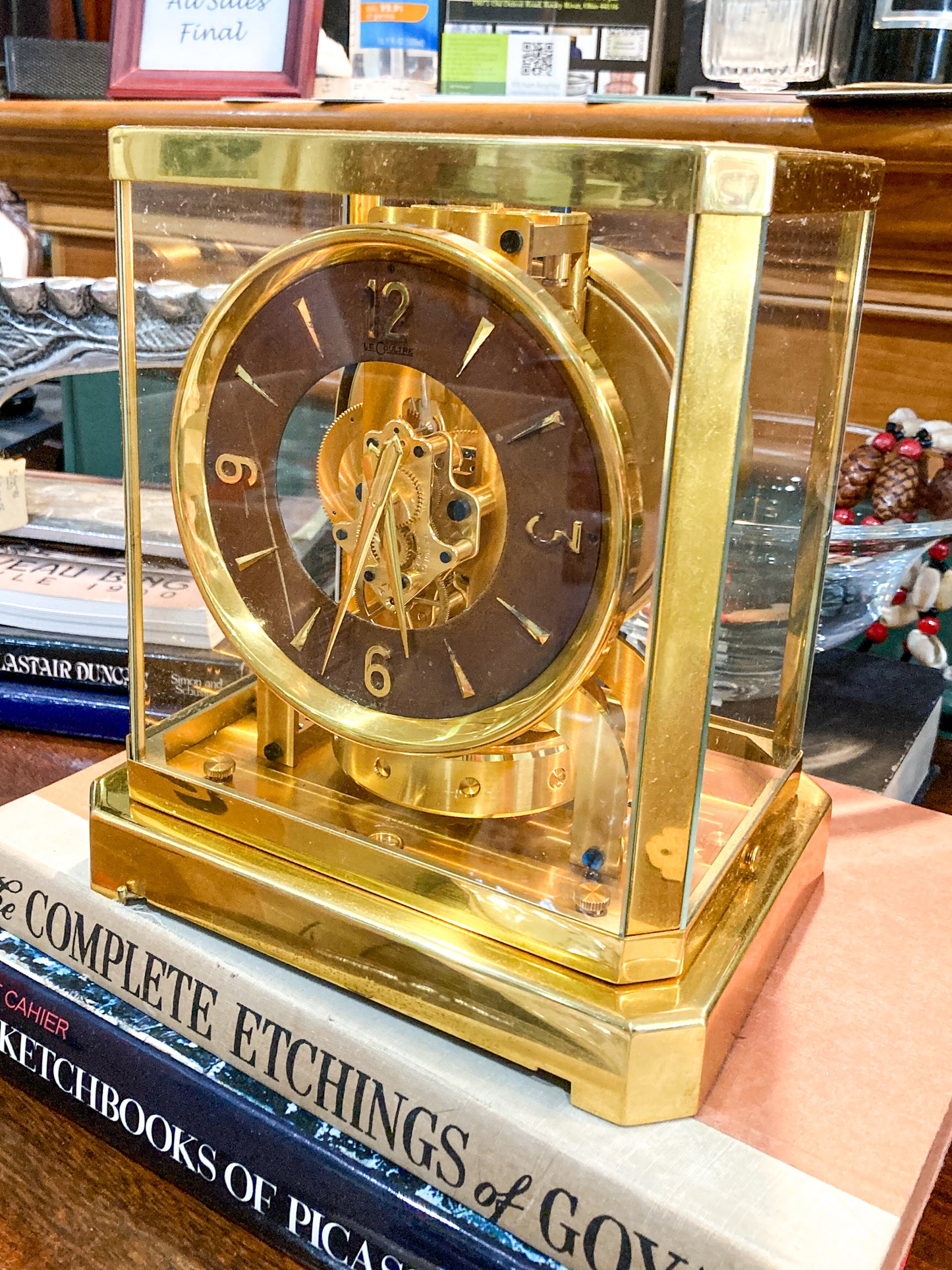 Vintage Jaeger‑LeCoultre Brass Glass Swiss Atmos Clock