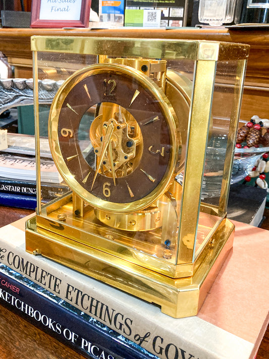 Vintage Jaeger‑LeCoultre Brass Glass Swiss Atmos Clock