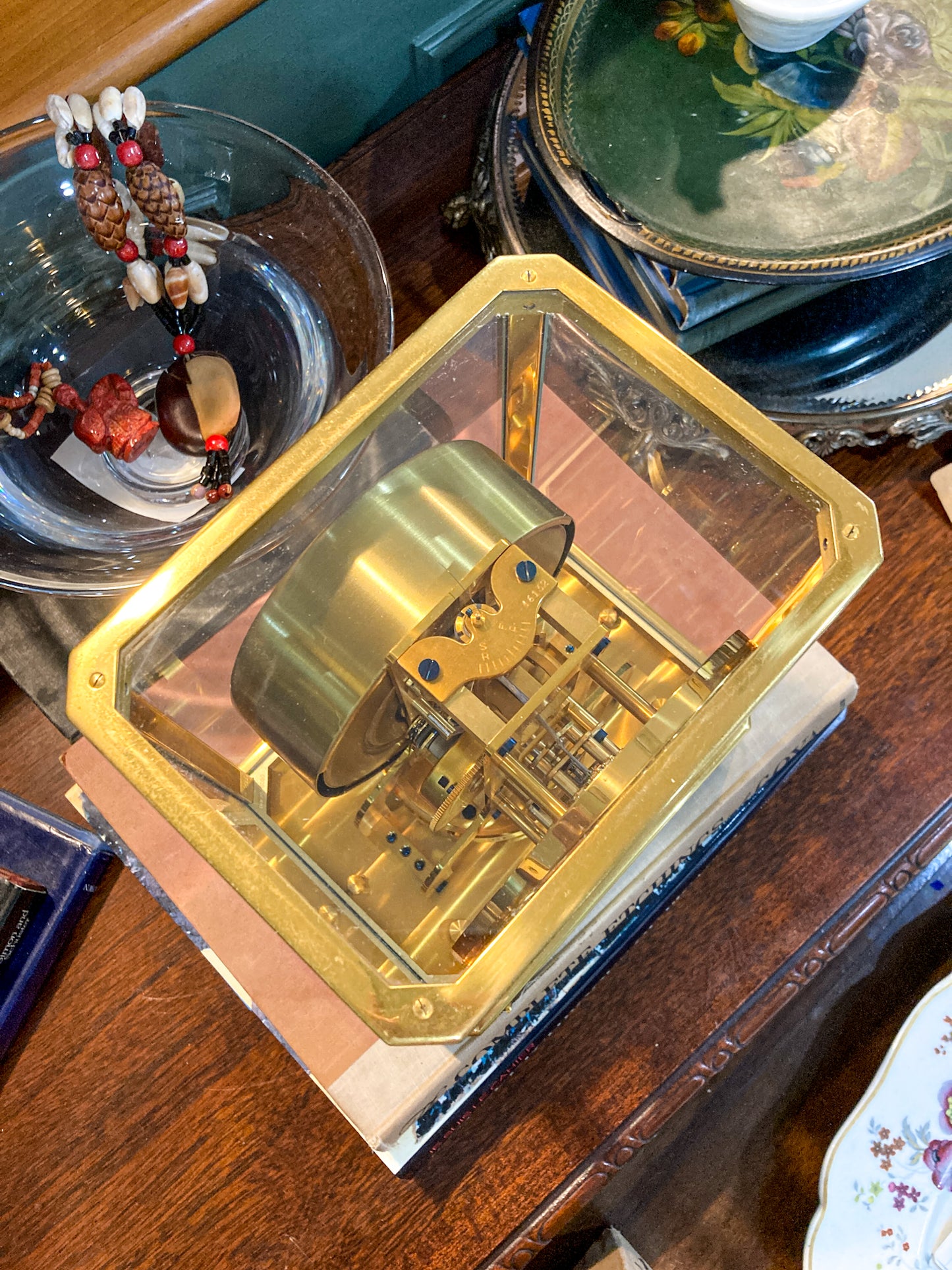 Vintage Jaeger‑LeCoultre Brass Glass Swiss Atmos Clock